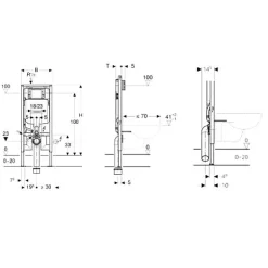 Geberit Duofix Bâti-support extra-plat 114 cm UP720, gain de place, avec réservoir à encastrer Sigma 8 cm (111.796.00.1)* Wc Suspendu