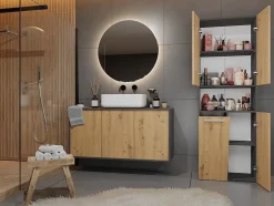 Topeshop GLAZE - Armoire de salle de bain avec panier à ligne - Style moderne - 174x60x30 cm - Colonne sdb* Armoire De Salle De Bains