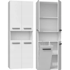 Topeshop GLAZE - Armoire de salle de bain avec porte + panier - Style moderne - 174x60x30 cm - Colonne salle de bain