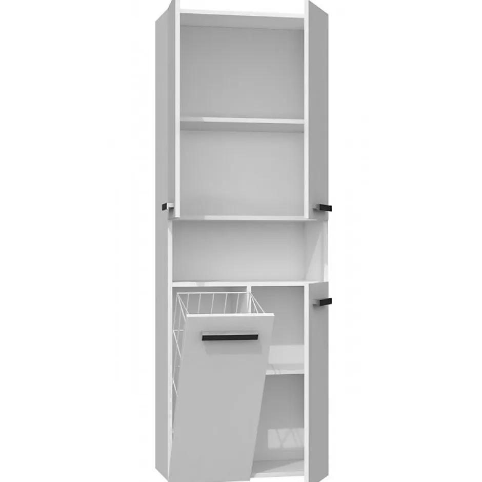 Topeshop GLAZE - Armoire de salle de bain avec porte + panier - Style moderne - 174x60x30 cm - Colonne salle de bain