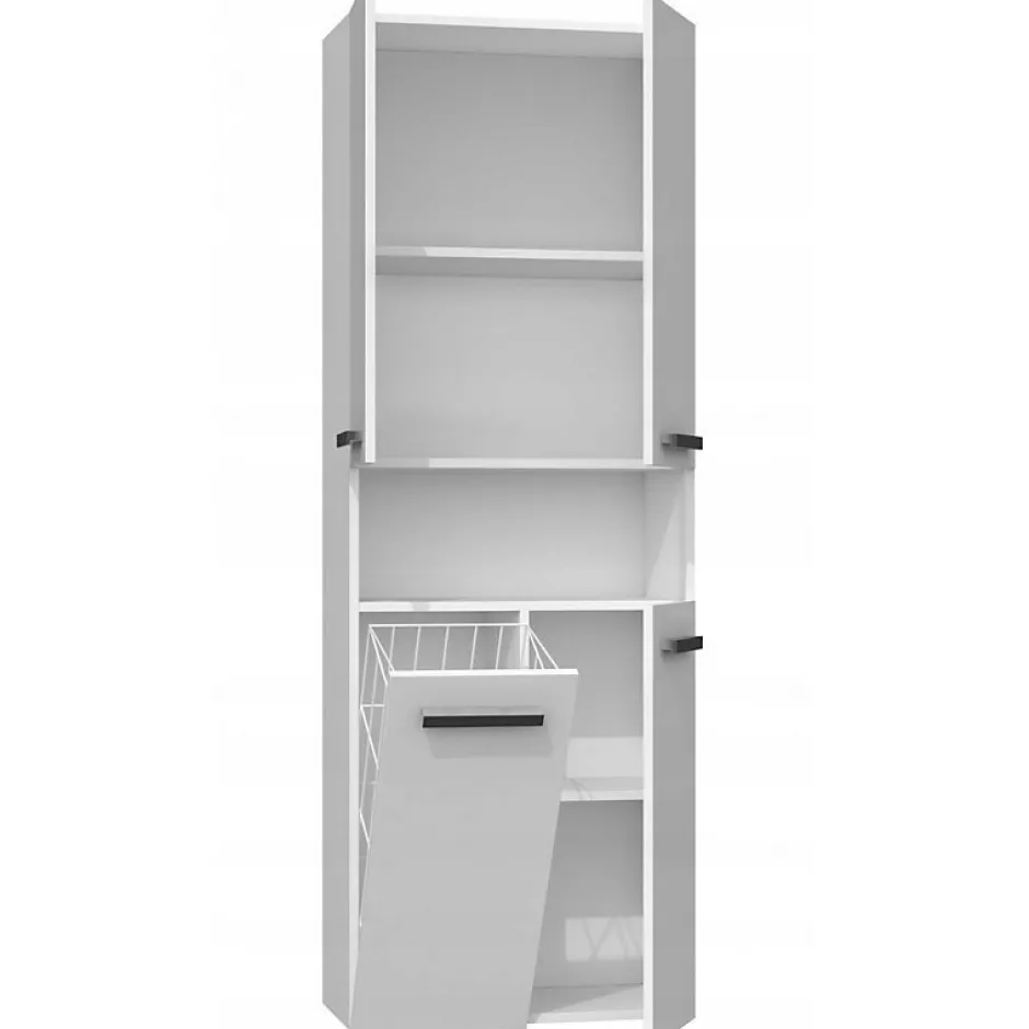 Topeshop GLAZE - Armoire de salle de bain avec porte + panier - Style moderne - 174x60x30 cm - Colonne salle de bain* Armoire De Salle De Bains