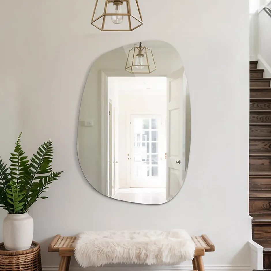 Tulup Grand Miroir Irrégulier 91 x 66 cm pour le maquillage* Miroir Simple