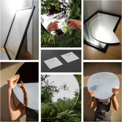 Wallfluent Grand Miroir LED Organique Galet 100x65cm Lumière Chaude Décoratif Asymétrique Naturel Tendance* Miroir Lumineux