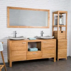 Wanda Collection Grand miroir rectangle en teck massif 160 x 70 cm* Miroir Simple