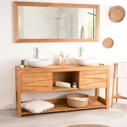 Wanda Collection Grand miroir rectangle en teck massif 160 x 70 cm* Miroir Simple