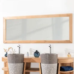 Wanda Collection Grand miroir rectangle en teck massif 180 x 70 cm