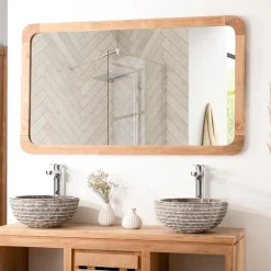 Wanda Collection Grand miroir teck rétro 120 x 70 cm