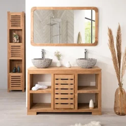 Wanda Collection Grand miroir teck rétro 120 x 70 cm