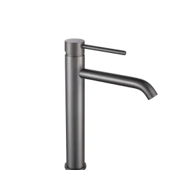 Luxury Bain Grand mitigeur, robinet de lavabo pour salle de bain réhaussé rond design et moderne (Gris brossé) LuxuryBain