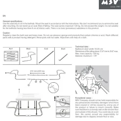 MSV Grand siège de baignoire extensible 5070cm Blanc Max 120kg