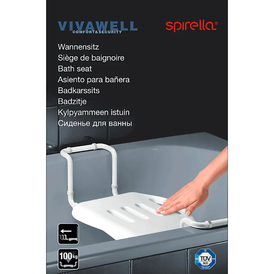 Spirella Grand siège télescopique de baignoire inoxydable Blanc