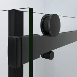 Grand Verre Cabine de douche style industriel avec porte coulissante 100x195 et paroi latérale 80x195 accessoires en noir mat* Cabine De Douche
