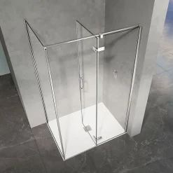 Grand Verre Cabine de douche en verre et aluminium avec porte pivotante ouvrante vers la droite 100x70x195
