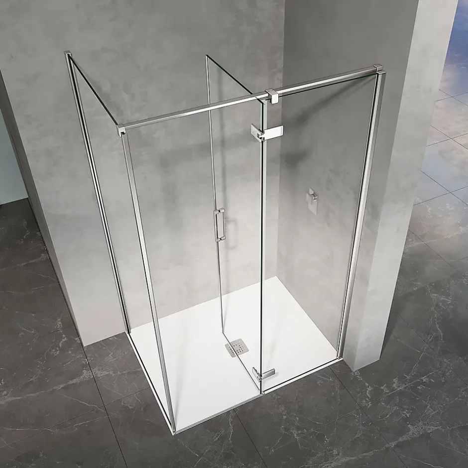 Grand Verre Cabine de douche en verre et aluminium avec porte pivotante ouvrante vers la droite 100x70x195