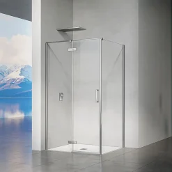 Grand Verre Cabine de douche 90x70 avec porte à charnières en verre 8mm profilés chromé aspect inox