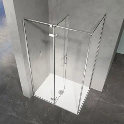 Grand Verre Cabine de douche 90x70 avec porte à charnières en verre 8mm profilés chromé aspect inox