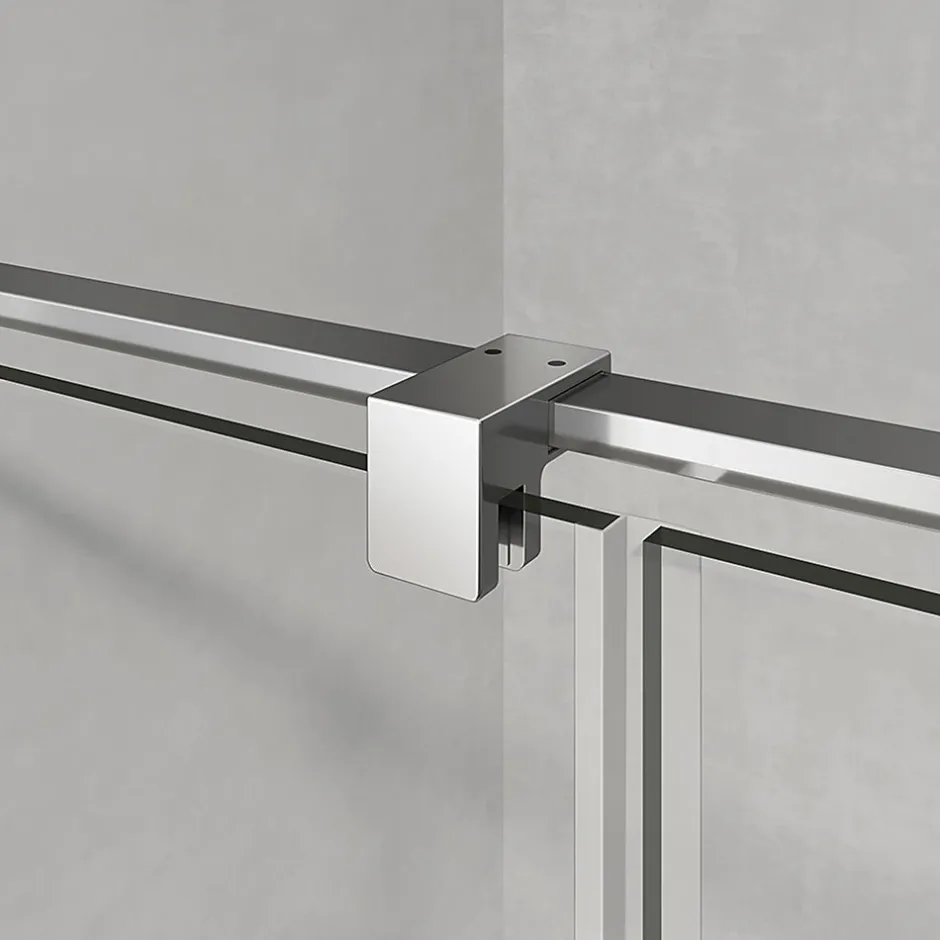 Grand Verre Cabine de douche 90x70 avec porte à charnières en verre 8mm profilés chromé aspect inox
