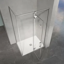 Grand Verre Cabine de douche en verre et aluminium avec porte pivotante ouvrante vers la droite 110x70x195