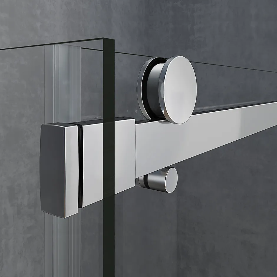 Grand Verre Cabine de douche style industriel avec porte coulissante 150 cm et paroi latérale 80 cm accessoires chromés* Cabine De Douche