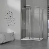 Grand Verre Cabine de douche 100x80 avec profilés en alu chromé à ouverture pivotante avec élément fixe