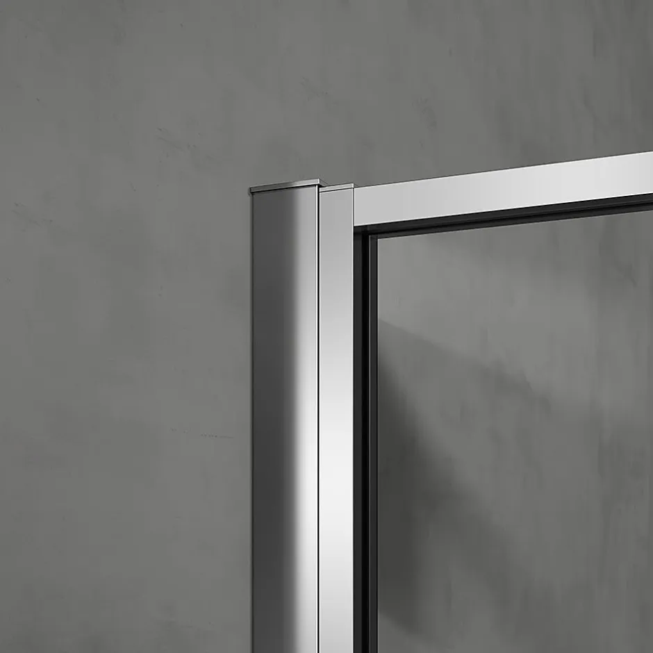 Grand Verre Cabine de douche 100x80 avec profilés en alu chromé à ouverture pivotante avec élément fixe