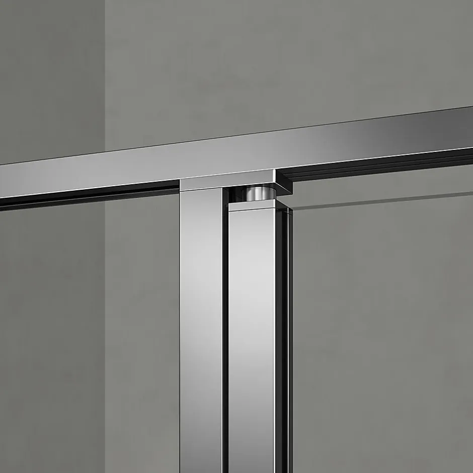 Grand Verre Cabine de douche 100x80 avec profilés en alu chromé à ouverture pivotante avec élément fixe