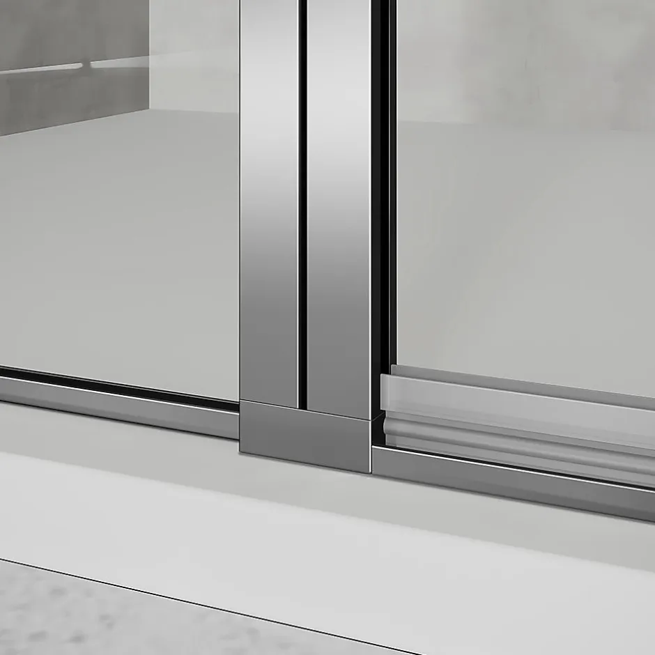 Grand Verre Cabine de douche 100x80 avec profilés en alu chromé à ouverture pivotante avec élément fixe