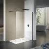 Grand Verre Paroi de douche 80x200 avec profilé et barre de fixation en noir mat en verre securit 8mm nano-vitrifié