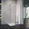 Grand Verre Paroi de douche avec porte-serviette 80x200 en verre clair profilé mural et barre de maintien chromés
