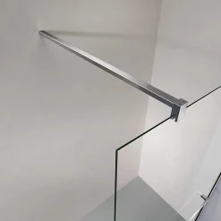 Grand Verre Paroi de douche avec porte-serviette 80x200 en verre clair profilé mural et barre de maintien chromés