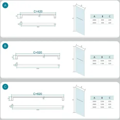 Grand Verre Paroi de douche avec porte-serviette 80x200 en verre clair profilé mural et barre de maintien chromés