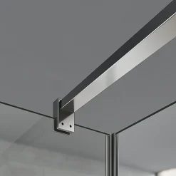 Grand Verre paroi de douche avec retour pivotant 60+30 cm hauteur 200 cm avec barre de fixation 90cm en chromé