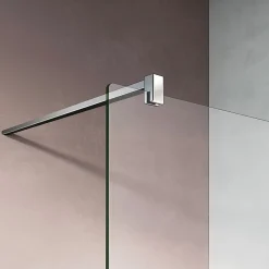 Grand Verre Paroi de douche 140x200 avec bande givrée au centre Profilé vertical et barre de stabilisation chromés* Paroi De Douche