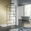 Grand Verre Paroi de douche design moderne 80x200 verre trempé d'épaisseur 8 mm sérigraphie linéaire noir mat