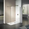 Grand Verre Paroi de douche à l'Italienne 140x200 en verre 8mm anticalcaire avec barre de stabilisation en alu Bronze