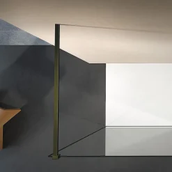 Grand Verre Paroi de douche à l'Italienne 140x200 en verre 8mm anticalcaire avec barre de stabilisation en alu Bronze