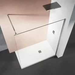 Grand Verre Paroi de douche 80x200 avec barre de stabilisation extensible jusqu'à 120 cm et profilé mural chromé* Paroi De Douche