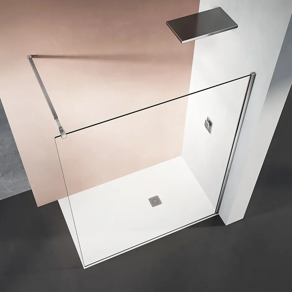 Grand Verre Paroi de douche 80x200 avec barre de stabilisation extensible jusqu'à 120 cm et profilé mural chromé* Paroi De Douche