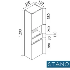 Stano Grande armoire de rangement ESSENTIEL hauteur 120 cm melamine blanc