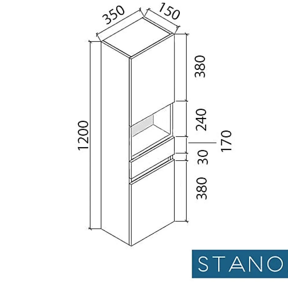 Stano Grande armoire de rangement ESSENTIEL hauteur 120 cm melamine blanc