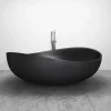 Bernstein Grande Baignoire îlot moderne fonte minérale salle de bain avec bonde et trop plein - 180x110x62cm - WAVE - Noir mat
