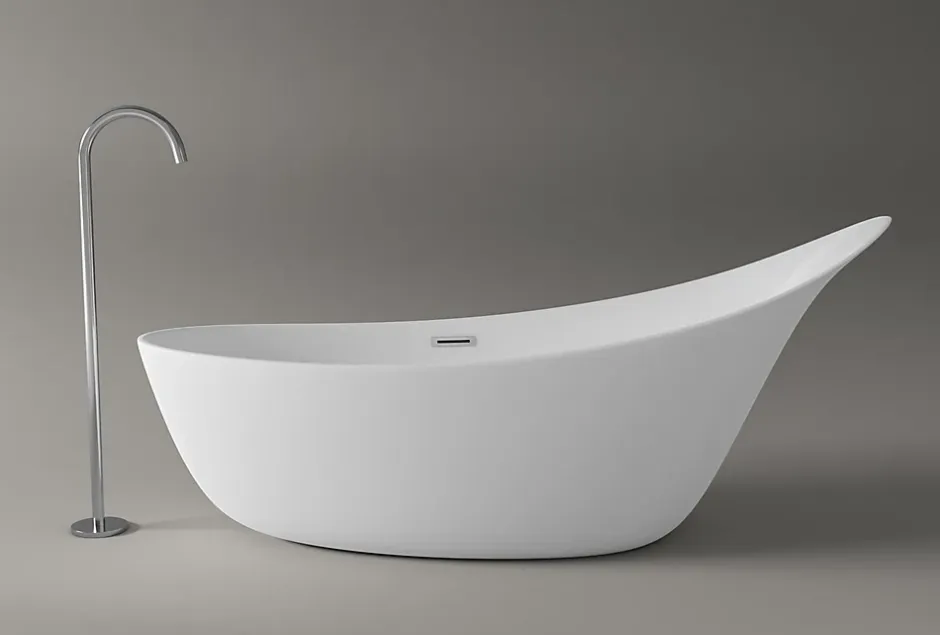 Bernstein Grande Baignoire îlot sabot ovale design acrylique pour salle de bain - Blanc brillant - 190x80x83cm - Garantie 5 ans - SOPHIE
