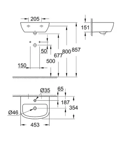 Grohe Bau Ceramic Lave-mains 45cm (39424000)* Lavabo