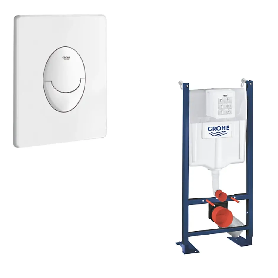 Grohe Bâti support wc Rapid SL Project + Plaque de commande Skate Air Blanc alpin
