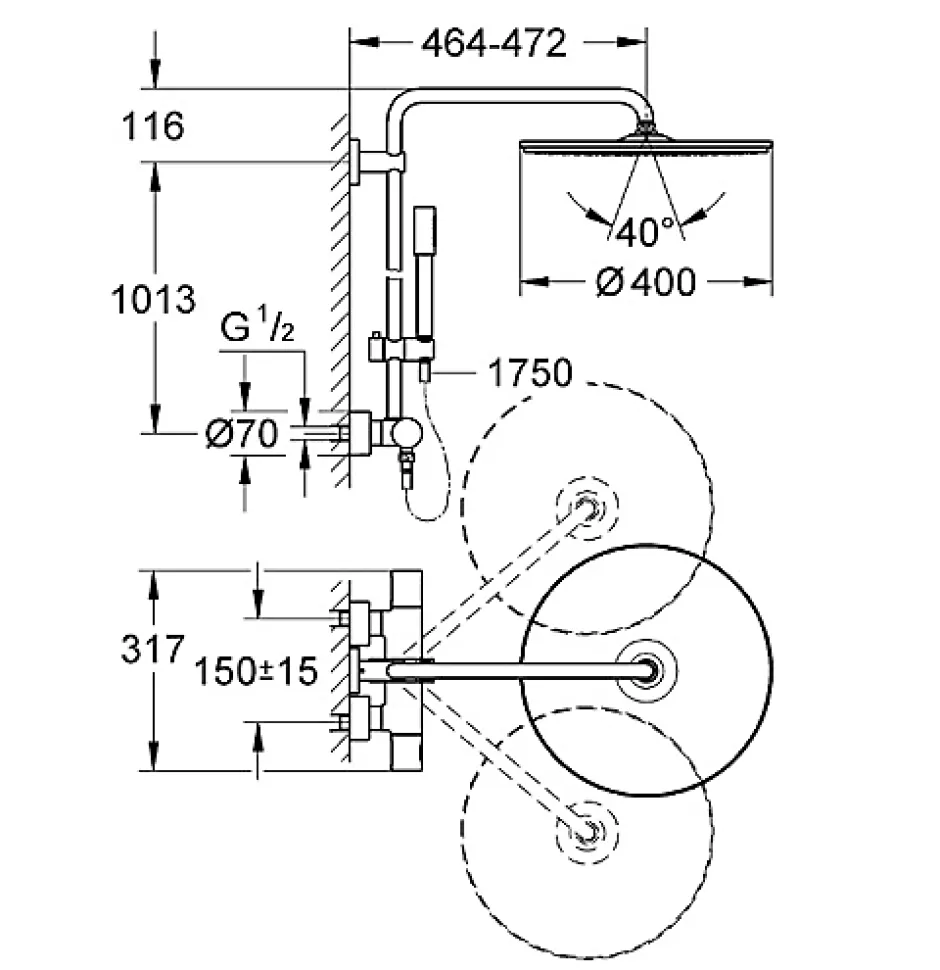 Grohe Colonne de douche thermostatique Rainshower System 400