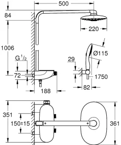 Grohe Colonne douche Thermostatique Rainshower SmartControl 360 26250000