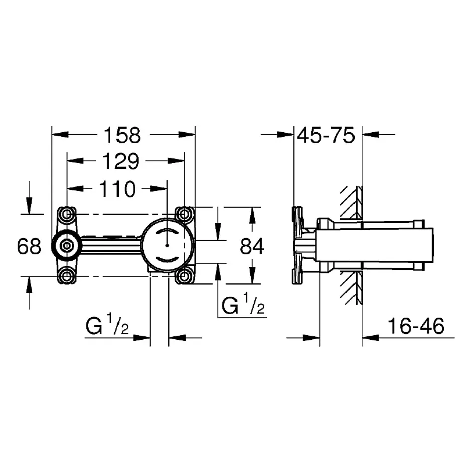 Grohe Corps encastré pour mitigeur monocommande 1/2" 23571000* Accessoire De Robinet