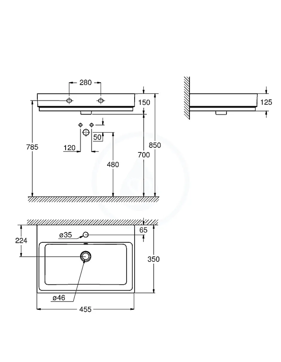 Grohe Cube Ceramic Lave-mains, 455x350 mm, PureGuard, alpine blanc (3948300H)* Lavabo