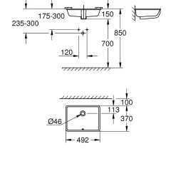 Grohe Cube Ceramic vasque à encastrer par dessous 50 cm, blanc (G3948000H)
