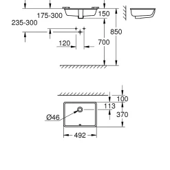 Grohe Cube Ceramic vasque à encastrer par dessous 50 cm, blanc (G3948000H)